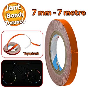 Yapışkanlı Neon Bisiklet Motosiklet Araba Jant Bandı 7 Mm X 7 Metre Turuncu Reflektif Parlayan Bant