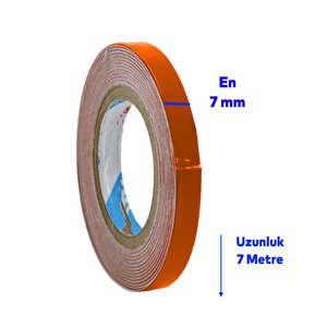 Yapışkanlı Neon Bisiklet Motosiklet Araba Jant Bandı 7 Mm X 7 Metre Turuncu Reflektif Parlayan Bant