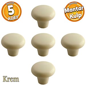Mantar Düğme Sert Plastik Kulp Krem Mobilya Çekmece Mutfak  Dolabı Dolap Kapak Kulpu Kulbu 5 Adet