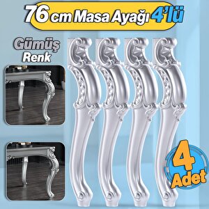 4 Adet Valenta Masa Dresuar Ayağı 76 Cm Gümüş Ayak Mutfak Yemek Masası Mobilya Ayakları Gümüş Gri