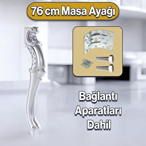 4 Adet Valenta Masa Dresuar Ayağı 76 Cm Gümüş Ayak Mutfak Yemek Masası Mobilya Ayakları Gümüş Gri