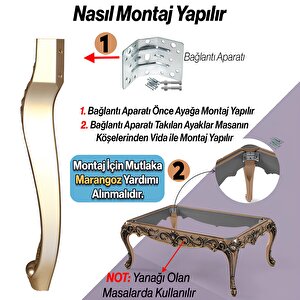 Rosa Masa Dresuar Ayağı 75 cm Plastik Gold Altın Ayak Mutfak Yemek Masası Mobilya Ayakları