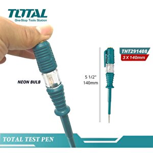 Total Kontrol Kalemi 140 Mm Elektrik Priz Faz Voltaj Kontrol Tornavidası Düz Uçlu Tht291408