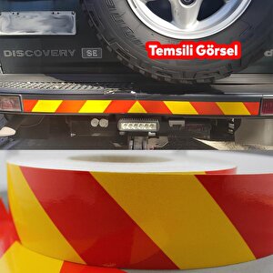 Reflektörlü Yapışkanlı Parlayan Fosfor Sarı Kırmızı Reflektif Düz Şerit Bant 7.5 Cm 10 Mt İkaz Band