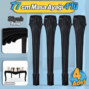 4 Adet Sütun Masa Dresuar Ayağı 77 Cm Plastik Ayak Siyah Mutfak Yemek Masası Mobilya Ayakları Siyah