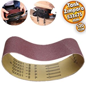 Sonsuz Bant 120 Kum Tank Palet Zımpara Kağıdı 75 X 533 Mm