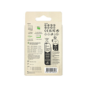 Gp B441 Usb Pil Şarj Cihazı 4 Adet 950 Aaa İnce Pilli Set