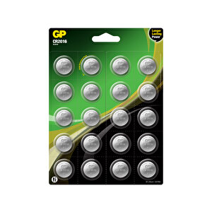 Gp Batteries Cr2016 2016 Boy Lityum Düğme Pil, 3 Volt, 20'li Kart