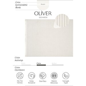 Oliver 9213 Krem Yolluk Modern Salon Halısı Antre Hol Koridor Halısı Dokuma Makine Halısı 80x150 cm