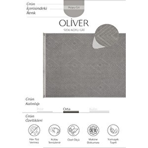 Oliver 9206 Gri Yolluk Modern Salon Halısı Antre Hol Koridor Halısı Dokuma Makine Halısı 80x400 cm