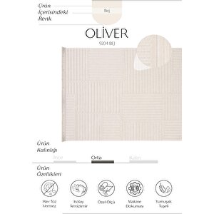 Oliver 9204 Bej Yolluk Modern Salon Halısı Antre Hol Koridor Halısı Dokuma Makine Halısı 160x230 cm