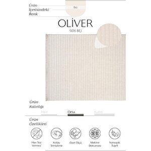 Oliver 9216 Bej Yolluk Modern Salon Halısı Antre Hol Koridor Halısı Dokuma Makine Halısı 80x200 cm