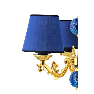 Üç Kollu Zamak Avize Gold Mavi