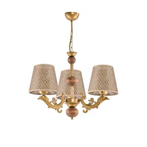 Üç Kollu Eski̇tme Zamak  Metal Avi̇ze Kahverengi̇ Rattan Hasir Şapkali