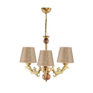 Üç Kollu Eski̇tme Zamak  Metal Avi̇ze Kahverengi̇ Rattan Hasir Şapkali