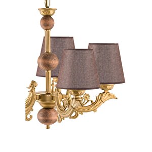 Beş Kollu Ahşapli Eski̇tme Zamak Metal Döküm  Avi̇ze Kahverengi̇ Şapkali