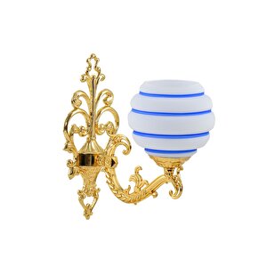 Zamak Aplik Gold Mavi Çizgili Beyaz Camlı