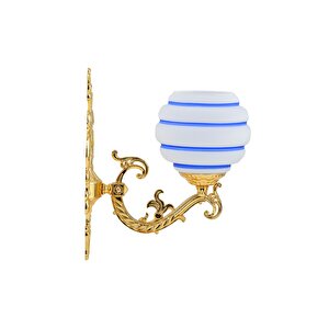 Zamak Aplik Gold Mavi Çizgili Beyaz Camlı