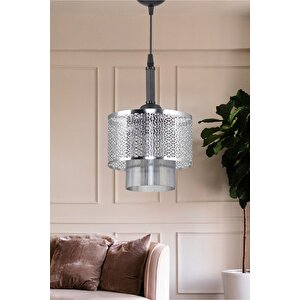 Tekli Motif Sarkıt Avize Krom Modern Tasarım