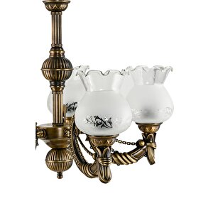 Beş Kollu Metal Eski̇tme Cadena Döküm Zamak Avi̇ze Mat Beyaz Camli