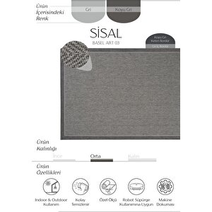 Basel Art 03 Balkon Halısı Hasır Doku Mutfak Halısı Çift Bordürlü İthal Sisal Halı Yolluk 160x230 cm