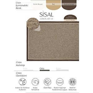 Lizbon Art 03 Balkon Halısı Hasır Doku Mutfak Halısı Çift Bordürlü İthal Sisal Halı Yolluk 160x230 cm