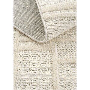 Cool Halı Jerry 03 Beyaz Bukle Örgülü Salon Halısı Yumuşak Dokulu Antre Hol Halısı Kesme Halı Yolluk