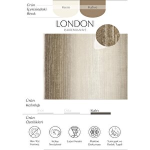 London 16 Krem Kahve Salon Halısı Kesme Halı Yolluk Antre Hol Halısı Yatak odası halısı 80x300 cm
