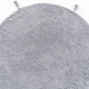 Cool Cotton Ccn Plain Gri Yıkanabilir Kaymaz Tabanlı Pamuk Dokuma Yuvarlak Bebek Halısı 120x120 cm
