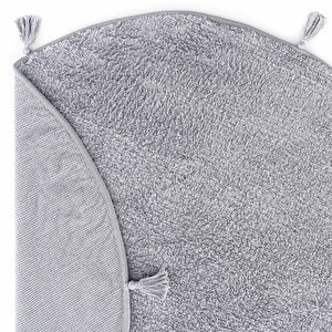 Cool Halı Cool Cotton Ccn Plain Gri Yıkanabilir Kaymaz Tabanlı Pamuk Dokuma Yuvarlak Bebek Halısı