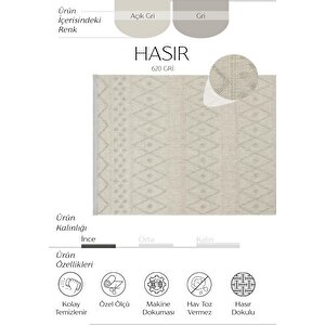 Hasır 620 Gri Halı Bohem Mutfak Halısı Koridor Halısı Kilim Kesme Halı Yolluk Balkon Halı 120x180 cm