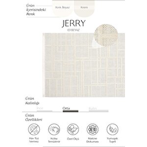 Jerry 03 Beyaz Bukle Örgülü Salon Halısı Yumuşak Dokulu Antre Hol Halısı Kesme Halı Yolluk 80x350 cm