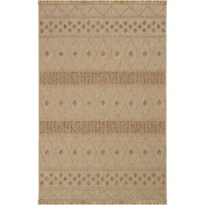 Hasır 620 Bej Kahverengi Halı Antre Halısı İnce Halı Kilim Mutfak Halısı Kesme Halı Yolluk 100x150 cm