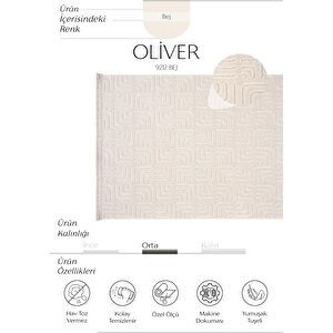 Oliver 9212 Bej Yolluk Modern Salon Halısı Antre Hol Koridor Halısı Dokuma Makine Halısı 100x250 cm