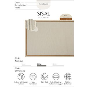 Riga Art 03 Balkon Halısı Hasır Doku Mutfak Halısı Çift Bordürlü İthal Sisal Halı Yolluk 80x300 cm