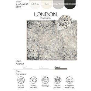 London 05 Krem Gri Salon Halısı Kesme Yolluk Antre Halısı Yumuşak Doku Yatak odası halısı 120x180 cm