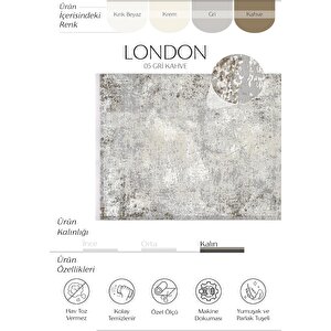 London 05 Gri Kahve Salon Halısı Kesme Halı Antre Halısı Yumuşak Doku Yatak odası halısı 120x300 cm
