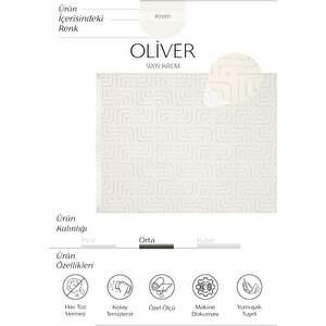 Oliver 9209 Krem Yolluk Modern Salon Halısı Antre Hol Koridor Halısı Dokuma Makine Halısı 80x300 cm