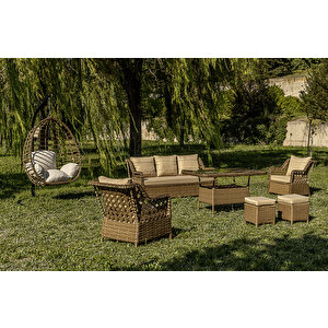 Lupa Eslem Rattan Bahçe Mobi̇lyasi 3+1+1 Puf Ve Salincak Dahi̇l" Masali Garanti̇li̇