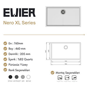 Granit Evye Nero Xl Series White - Beyaz