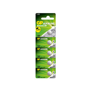 Gp Batteries Gp189 Lr54/189/v10ga Boy Alkalin Düğme Pil, 1.5 Volt, 5'li Kart