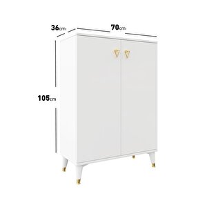 Simple Ayakkabılık  Çok Amaçlı Dolap Mutfak Kiler Balkon Beyaz Gold