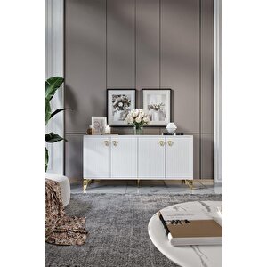 Zeugma Konsol Mdf Mebran Kapak Beyaz Gold