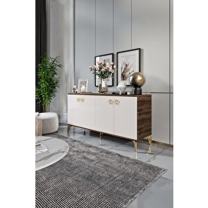 Zeugma Konsol Mdf Mebran Kapak Ekru Cevi̇z Gold