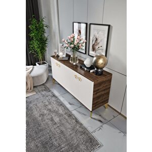 Zeugma Konsol Mdf Mebran Kapak Ekru Cevi̇z Gold