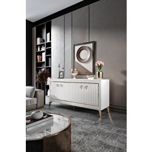 Klas Konsol Mdf Mebran Kapak Beyaz Gold
