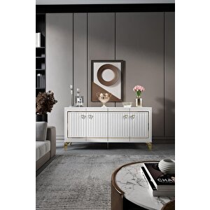 Klas Konsol Mdf Mebran Kapak Beyaz Gold