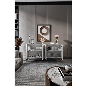 Klas Konsol Mdf Mebran Kapak Beyaz Gold