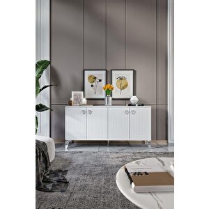 Zeugma Konsol Mdf Mebran Kapak Beyaz Gümüş