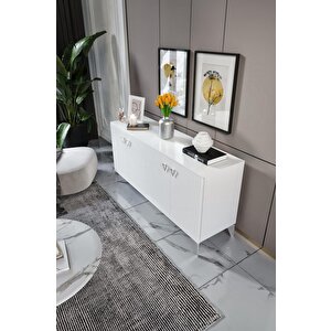 Zeugma Konsol Mdf Mebran Kapak Beyaz Gümüş